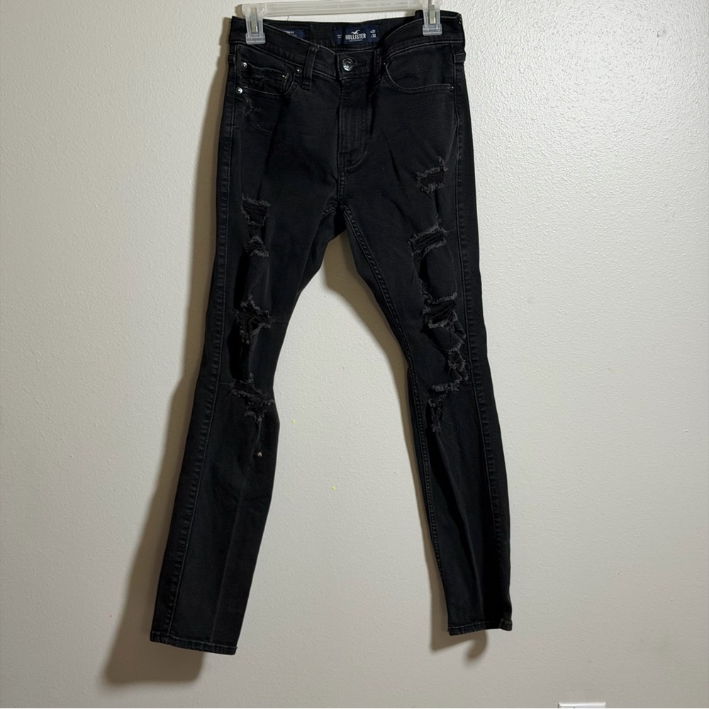 Hollister Men's Black Distressed Skinny Fit Jeans Advanced‎ Stretch size 31x32